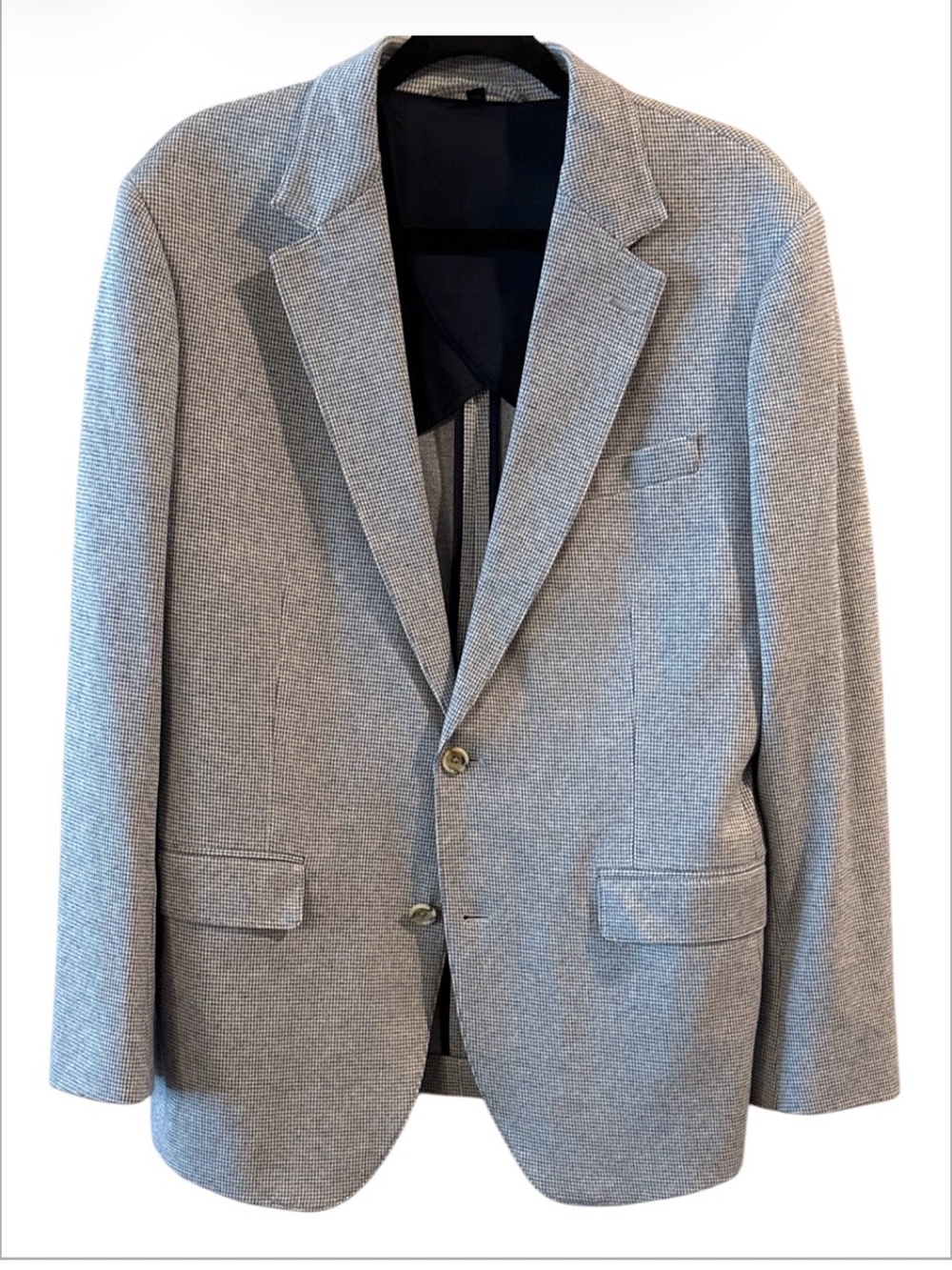 New Slim Bonobos Knit Blazer in Blue Grey Houndstooth (Size: 42R)